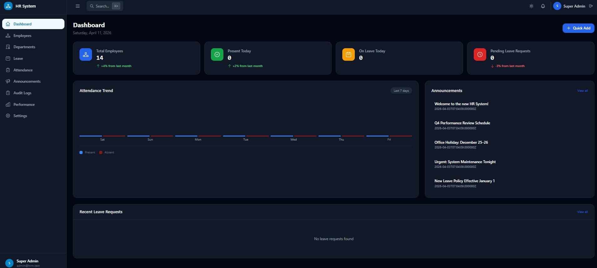 HR Management System screenshot 2